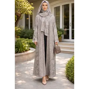 Royal Mosaic Open-Front Abaya  Pashmina