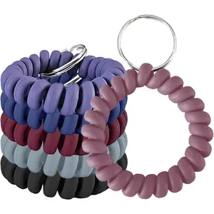 Plastic Wrist Key Coil Spring Key Chain Stretchable Spiral Key rings Wrist Key Holders