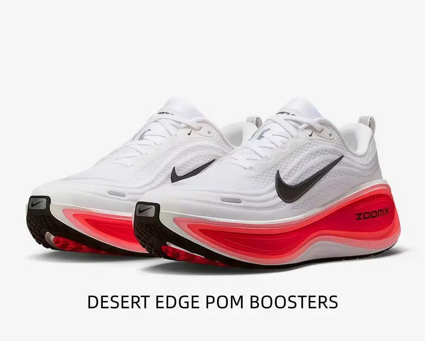 White Running Shoes with Bold Red-Orange Gradient Midsole & Sculpted Heel – Lightweight Breathable Sneakers for Road Runs, Gym & Urban Commute