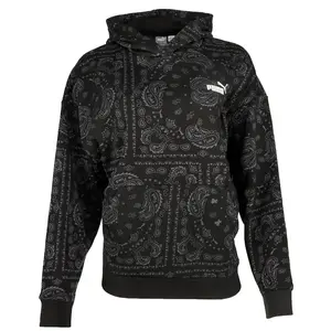 PUMA Womens Essentials Paisley Hoodie Athletic Outerwear Casual - Black