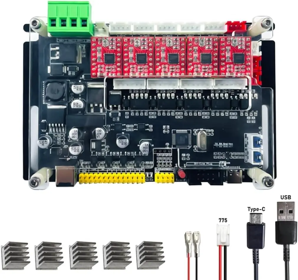 CNC 4AXIS Controller MCU32 Bit 32GRBL Stepper Motor Driver XYZA Axis Driver Board Spport 500W Spindle for CNC Milling Machine