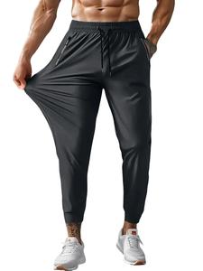 men's solid color zipper pocket sports pants, breathable quick drying elastic waist trousers, casual comfy outdoor pants for gym workout running