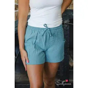 Double Gauze Drawstring Banded Hem Shorts