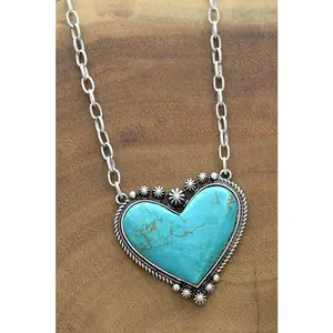 Women turquoise Heart Stone Necklace