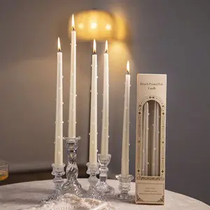 European-Style Taper Candles, 25cm/9.84in & 30cm/11.81in Pearl Candle Twin Set, Ideal for Romantic Dinners, Valentines Day, Weddings