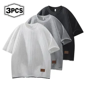 [ Summer Atmosphere ] Men's textured jacquard T-shirt for summer, loose, casual, breathable and fashionable, short sleeved T-shirt