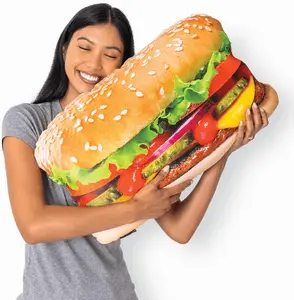 Much Comfort 22" 3D Juicy Cheeseburger Throw Pillow – Soft Juicy Cheeseburger-Shaped Cushion for Bed, Couch & Kawaii Room Decor | Funny Food Gift for Kids & Teens | Soft & Ultra Premium Fabric Pillow for Home Decor | Comfortable Juicy Cheeseburger Cushion