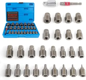 27-PC Upgrade Screw Extractor Set, 3/8" Drive, Easy Out Bolt Extractor Set, Multi-Spline, for Removing Broken Studs, Bolts, Screws (New Version)