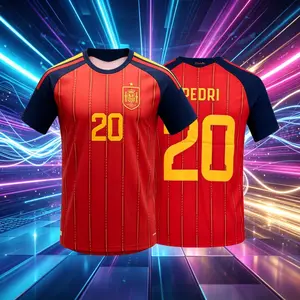 2026 Spain Home And Away Red And White 19# Lamine Yamal 20# Pedri Short And Long Sleeve Soccer Jersey Fans Version
