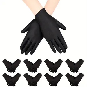 8 Pairs Black Gloves For Women and Men,Adult Uniform Gloves,Simple but Stylish, Soft and Breathable, for Military Parades, Banquets,
