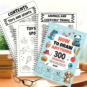 A must-have spiral notebook for drawing enthusiasts: A collection of 300 simple step-by-step tutorials, featuring cute pets, dreamy desserts, and a variety of fun drawing projects, a perfect gift