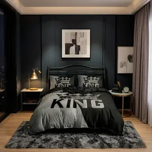3-Piece Crown King Printed Bedding Set, Soft Durable Bed Sheet Set, Multiple Sizes Available, Includes 1 Fitted Sheet & 2 Pillowcases