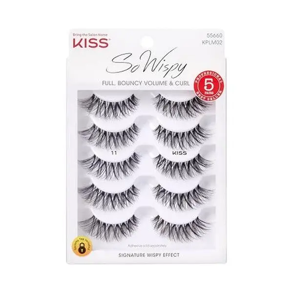 Kiss So Wispy, False Eyelashes, '', 12mm, Includes 5 Pairs Of Lashes, Easy to Apply, Reusable Lash Clusters
