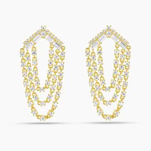 Lightweight 925 Sterling White Stud Cascading Dangle Earring Stacks - Elegant, Fashion Costume Jewelry Accessories