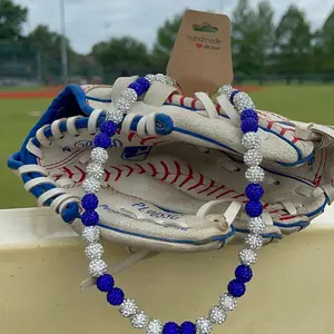 Handcrafted beaded necklaces white blue