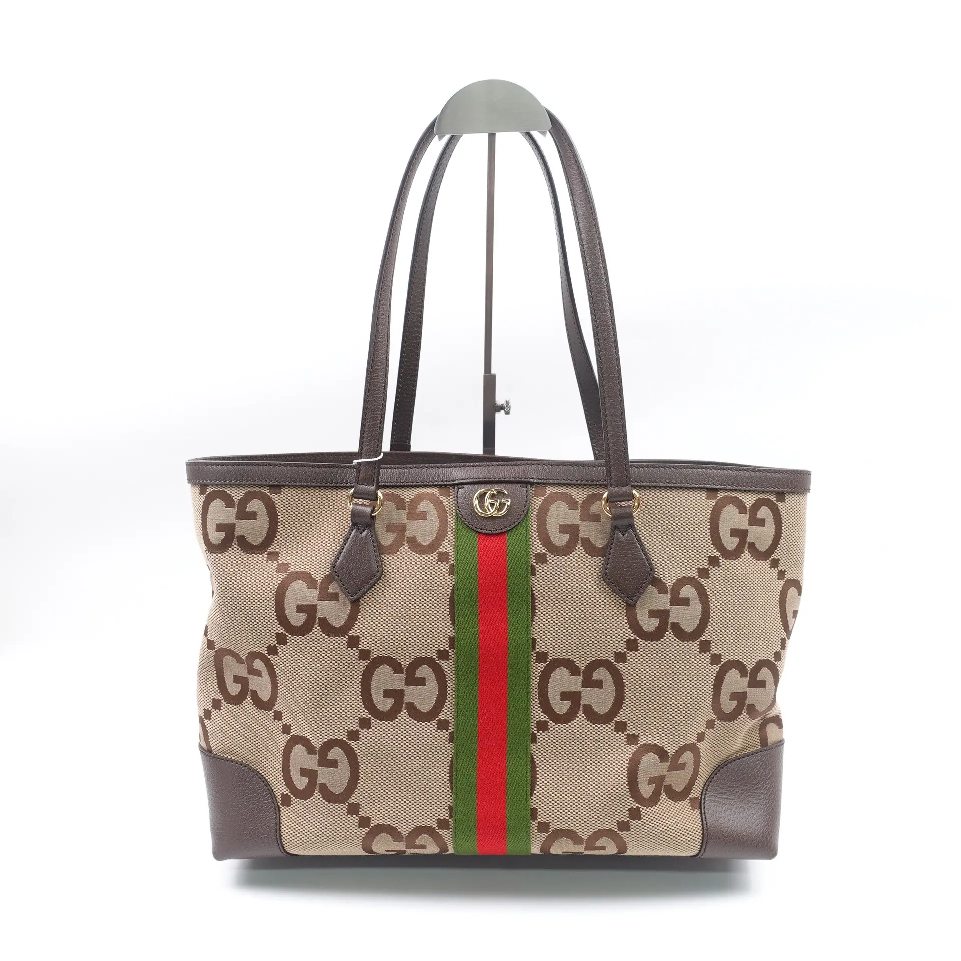 Pre-owned GUCCI Canvas Tote Bags Ophidia Jumbo Brown Tote Bag T10380870