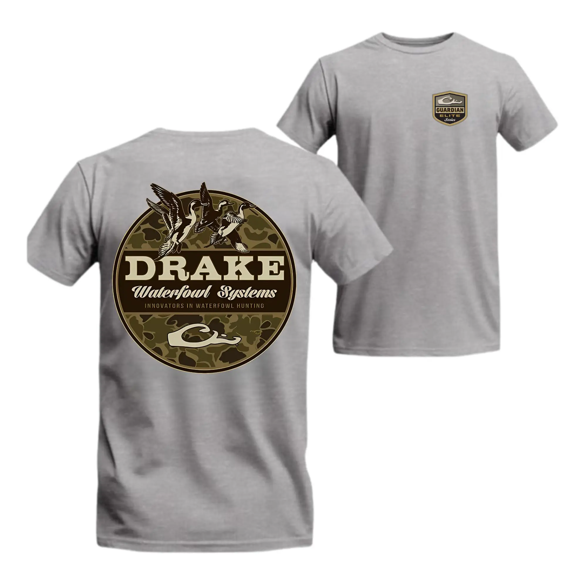 Men's Duck Hunting Graphic T-Shirt - Fashion Normal Type, Pull-On Crew Neck Short-Sleeve Cotton Top, Machine Washable, Durable Ribbed Collar, All-Seasons Outdoor Sportsmen Shirt