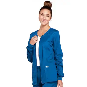Cherokee 4315 Core Stretch Zip Front Scrub Jacket | Knit Cuffs & Slimming Fit | XS-3XL