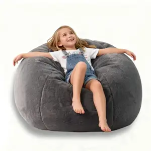 Giant Fur Bean Bag Chair Cover for Kids Adults, (No Filler) Living Room Furniture Big Round Soft Fluffy Faux Fur Beanbag Lazy Sofa Bed Cover, Boneless Sofa