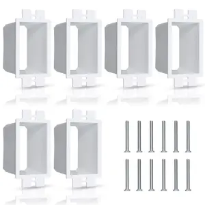6PCS BE1-6 (1 Gang) Electrical Outlet Box Extender, Single Gang Box Extender with 12pcs Screws Power Switch Heavy Duty Plastic Unit Receptacle Extender (White)