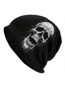 Men' Scream Skull Beanie Hat with Realistic Skull & Bones - Thin Ski Suitable for Streetwear, Costumes, Skiing & Themed Parties