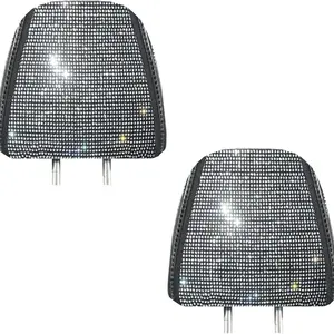 Rhinestone Decor Car Headrest Cover, Universal Car Headrest Protector, Car Interior Decoration Accessories Fits Most Cars for Women & Girls