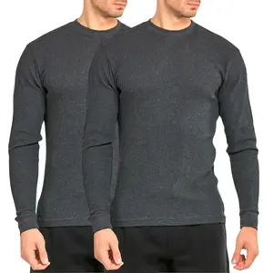 2 Pack Men's Thermal Shirts Cotton Waffle-Knit Long Sleeve Crew Neck Thick S-3XL Thick Plain Regular Big & Tall Menswear Casual Warm Tops Basic