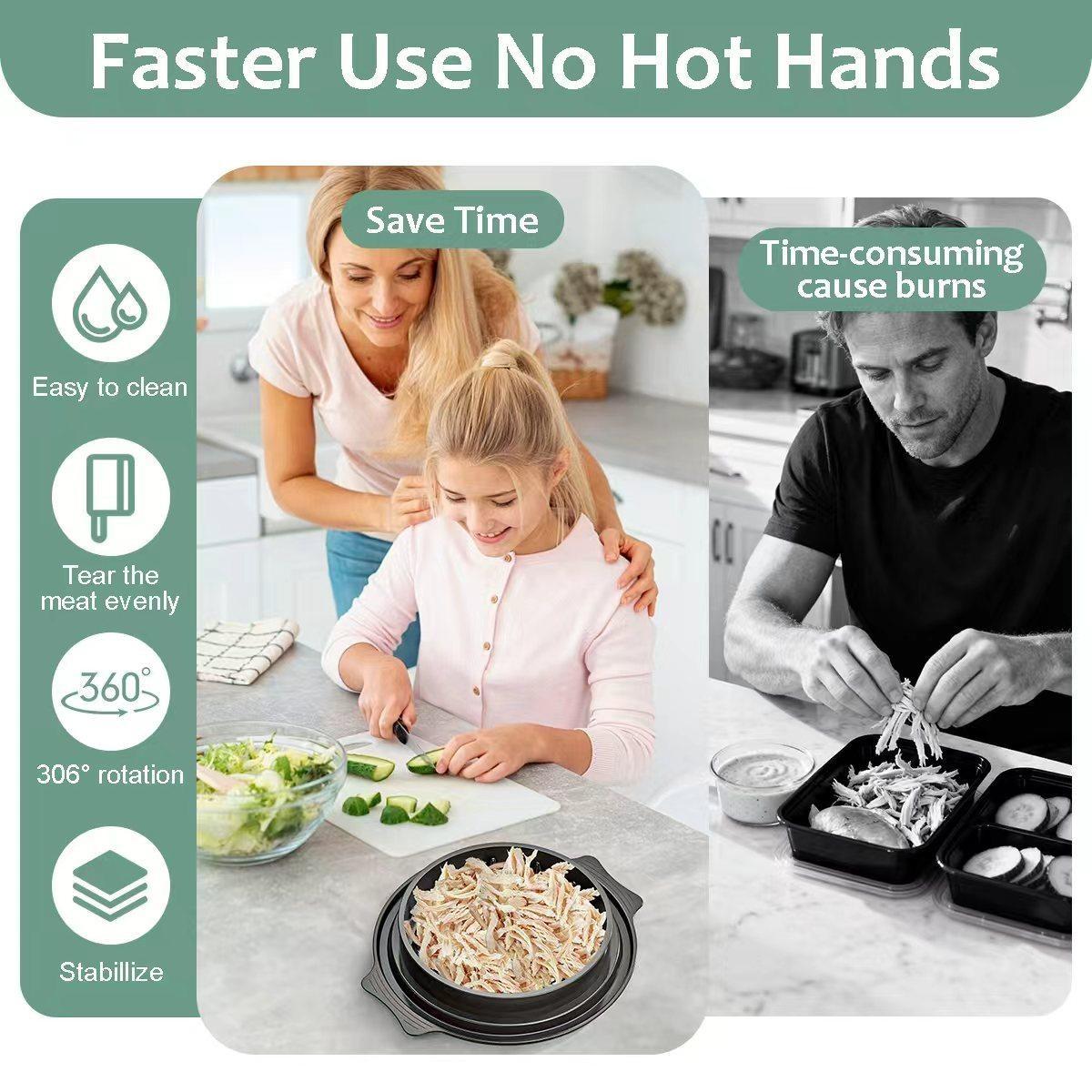 2026 Easter Gift, Large Chicken Shredder Tool with Transparent Lid, Ergonomic Anti-Slip Handle, BPA-Free, Dishwasher Safe, Fast & Easy Meat Shredder for Family Cooking, Tacos, Sandwiches & Meal Prep