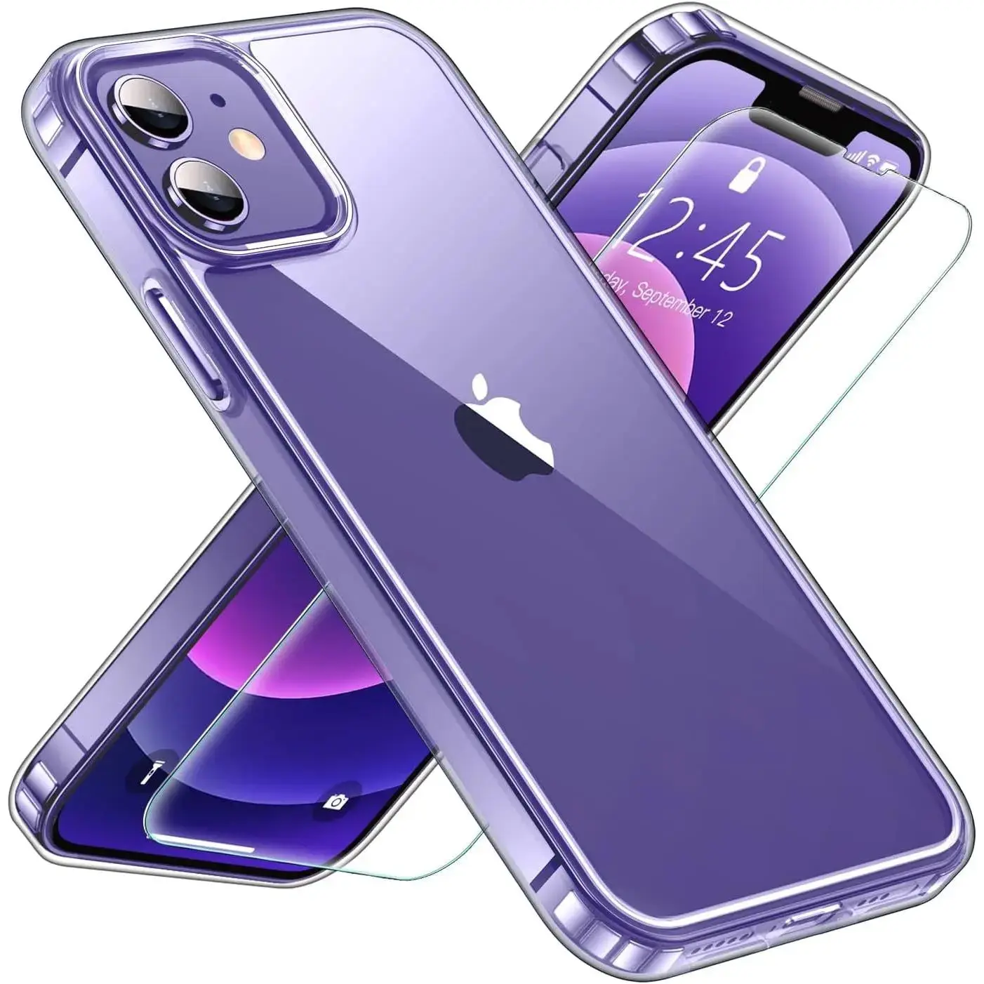 Entronix Case Compatible with iPhone 11 - [Hard] Slim Clear & Screen Protector Cover Tempered