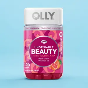 OLLY Undeniable Beauty Gummy for Hair Skin Nails Biotin Vitamin C Keratin Chewable Supplement Grapefruit Flavor 30 Day Supply 60 Count
