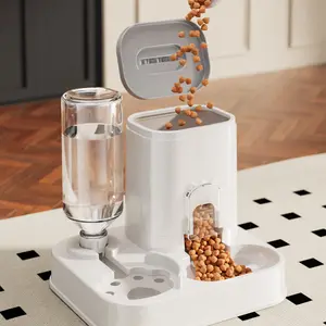 Cat & Dog Water Dispenser with Integrated Food Basin - 1-10L Capacity, No Batteries Needed, Pet Feeding Feeder, Sleek Pet Accessory, Sturdy Construction