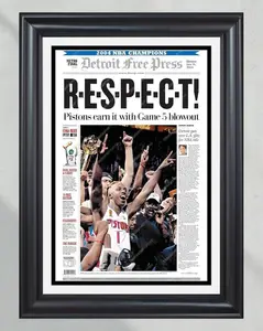 2004 Detroit Pistons NBA Champions 'Respect' Unframed Poster - Defeating Lakers Newspaper Cover Print - Goin' to Work Era - Basketball Wall Art