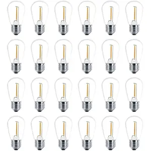 24 Pack LED S14 Replacement Light Bulbs, Shatterproof Outdoor 1 Watt to Replace 11Watts String Incandescent Bulb, E26 Regular Medium Screw Base, 2200K Warm White, Non-Dimmable