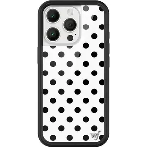 Wildflower Cases - Compatible with Apple iPhone 16 Pro | Protective Black Bumper, 4ft Drop Test Certified, Women Owned Small Business | Polka Dot | White & Black - Spots Aesthetic Trendy Cute