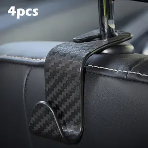 4pcs Premium Carbon Fiber Car Seat Hooks Car Hanger - Space-Saving, Durable, and Heavy-Duty for Hanging Bags, Sundries, and Objects - Easy to Install and Concealed Design, Car Accessories