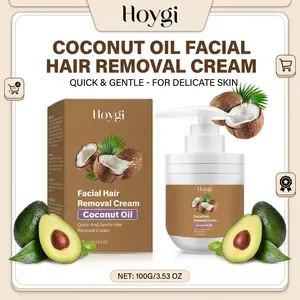 Hoygi Sensitive Painless Hair Remover Cream - Coconut Oil Infused Gentle Depilatory, Soothing Machine-Free Nick-Cut-Free Body Care for Peach Fuzz & Upper Lip (100g)