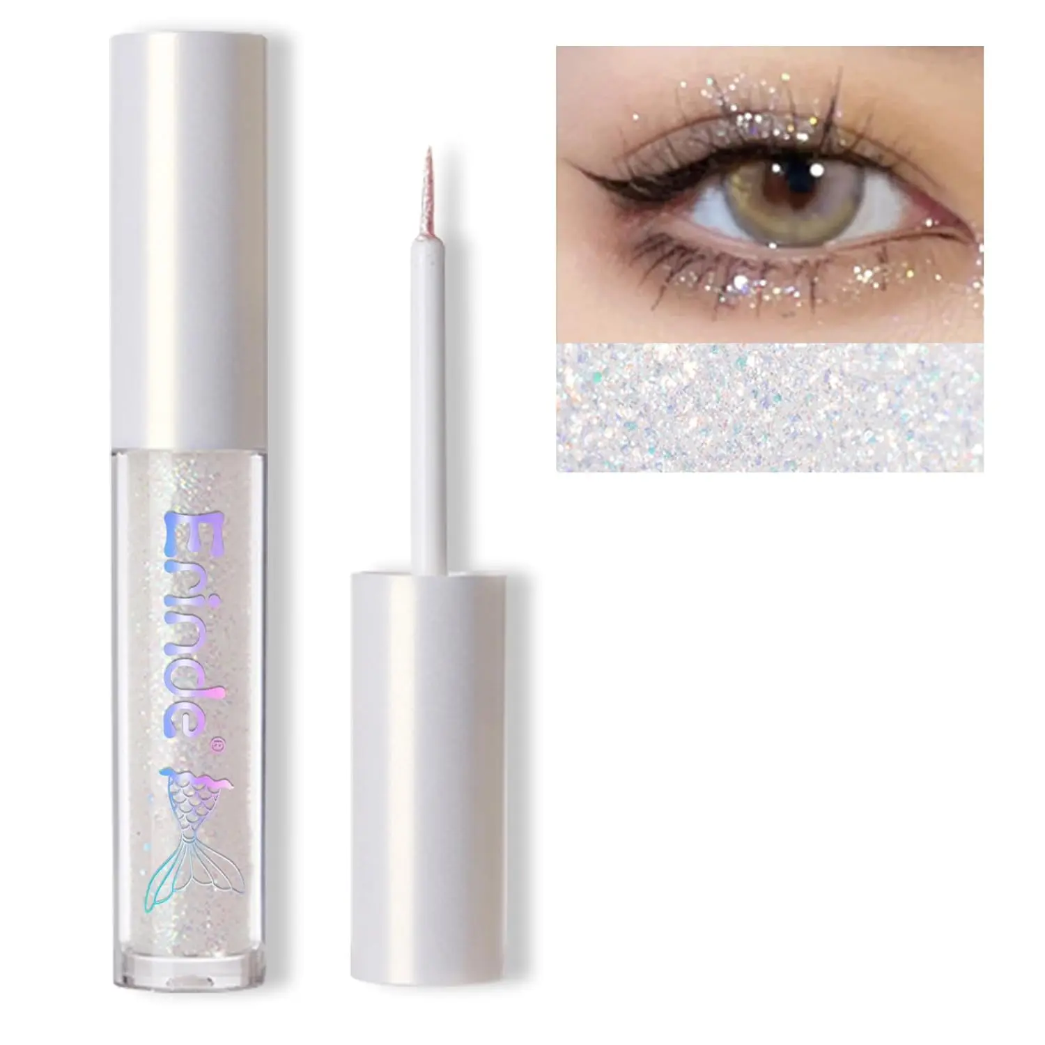 Erinde Liquid Glitter Eyeshadow Eyeliner Cosmetic - Korean Makeup with Bling Effect, Shimmer Metallic Finish, Lightweight, Waterproof, Long-Lasting Shine, Loose Glue for Sparkly Crystals, Colorful Sequins, 4 Available Colors