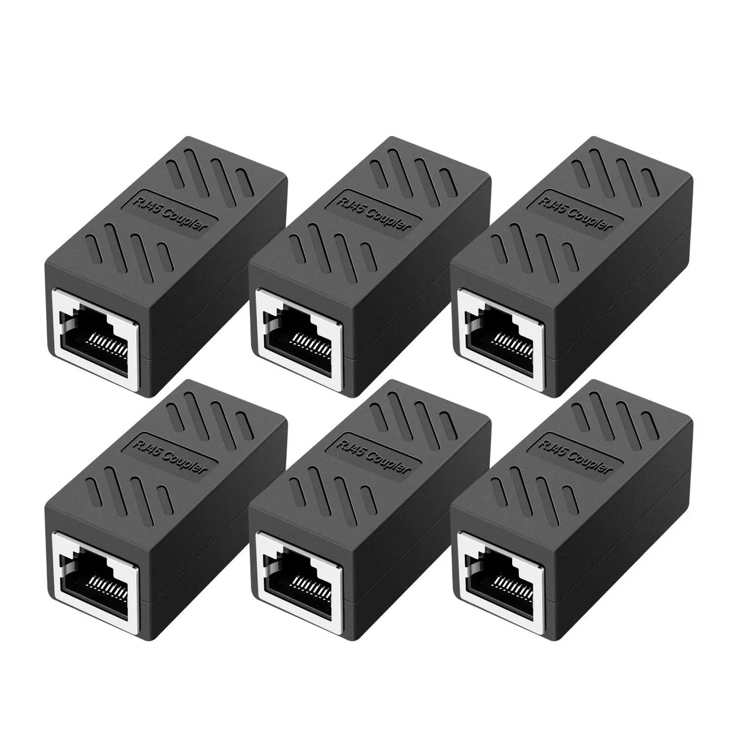 RJ45 Coupler Ethernet Coupler Inline Coupler for Cat8/ Cat7/ Cat6/ Cat5e/ Cat5 Ethernet Cable Extender Adapter for PC Modem PS5 Female to Female (6 Pack Black)