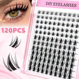 Comic eyelash cluster, C-shaped curling DIY eyelash extension suit, mixed length, suitable for all eye types, soft and comfortable, suitable for novice homemade household extension, daily stage makeup, reusable.Comic eyelash cluster, C-shaped curling DIY