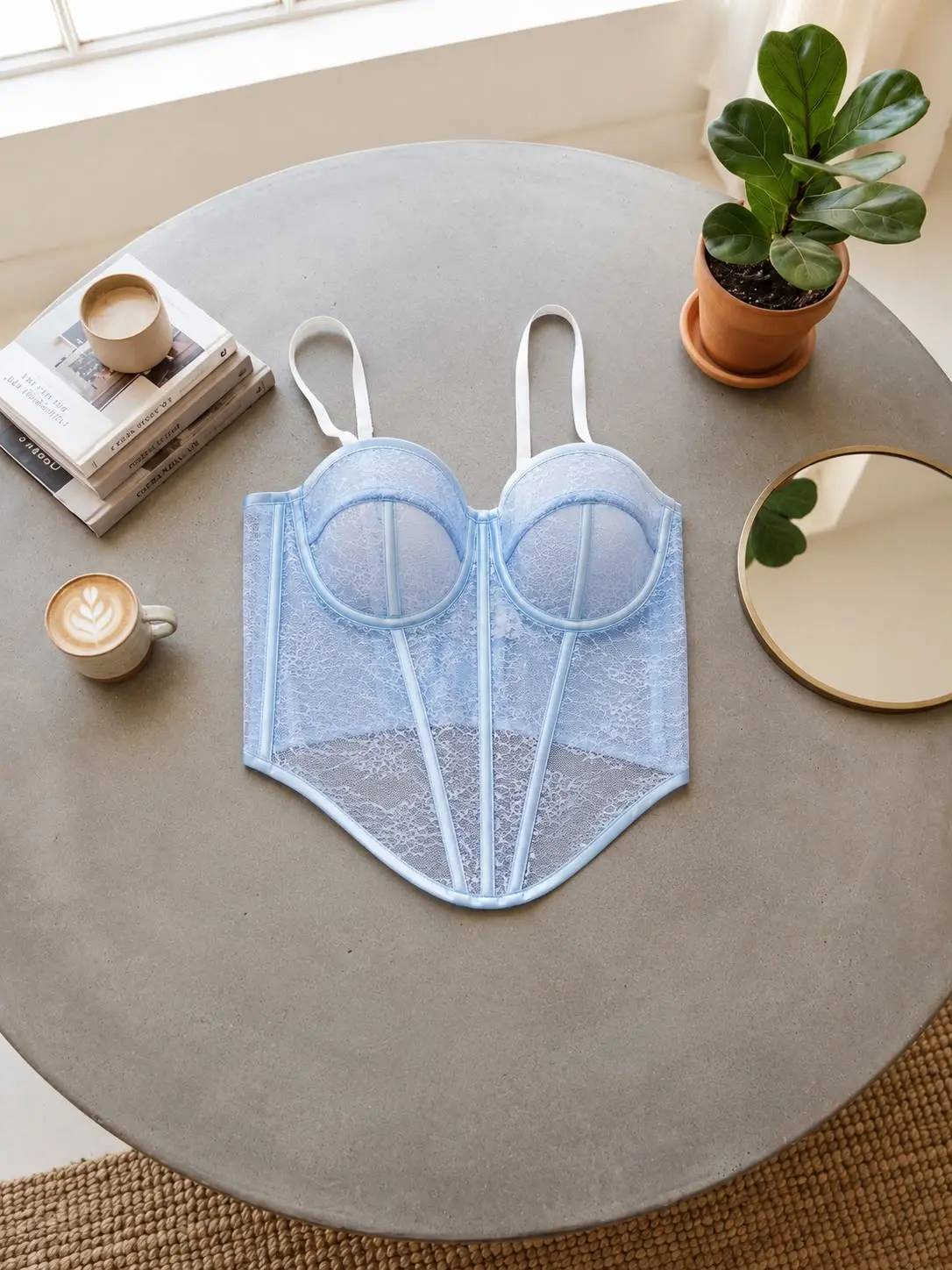 Baby Blue Lace Corset Top