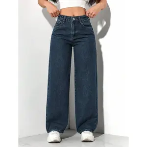 PETITE Women's Minimalist Button Front Pocket Denim Pants, Casual Everyday Wear