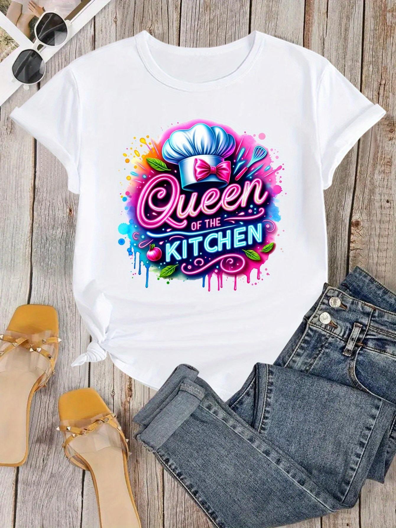 Watercolor Kitchen Queen Printed T-Shirt, a Shirt for Cooking Enthusiasts, Chef Team T-Shirt, a Gift for Chefs, a Present for Cooking Lovers