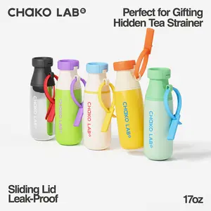 CHAKO LAB MILK BOTTLE Insulated Stainless Steel Water Bottle with Two Strap | BPA-Free Leak Proof  | 17oz Bottle with Spout Lid & Straw
