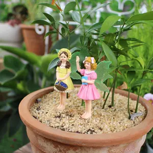 Family Visit Sisters Flower Resin Craft, 1 Box Fluorescent Big Wings Fairy, Suitable for Bonsai Decoration Plug-in, Home Vase Decoration, Garden Lawn Plug-in, Garden Sculptures Statues