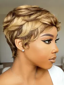 Women's Pixie Cut Wig Human Hair Short Straight Design Glueless Wig, Natural Looking Wig, Perfect for Daily Wear & Stylish Looks, Ideal for Everyday Fashion