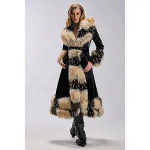 VIVIAN FUR TRIM TRENCH IN LIQUID VELVET