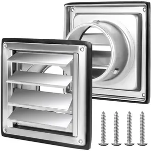 4 Inches Metal Dryer Vent Cover Outdoor Stainless Steel Louvered Outlet Airflow Vent Cover Includes 4 Screws for Easy Installation