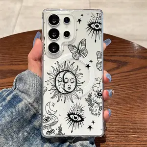 Featuring a Mysterious Black And White Celestial Design,Wireless Charging,Compatible with Samsung Galaxy S26 S25 S24 S23 S22 S21 S20 Fe Plus Ultra Edge S10E A57 A56 A55 A54 A37 A36 A35 A34 A26 A25 A24 A23 A17 A16 A15 A14 A07 A06 A05s Note20 Note10 Note9