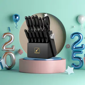 imarku black 14 PCS Knife Set with Block, Sharp Knife Set with Built-in Sharpener, Japanese Stainless Steel Kitchen Knife Set with Non-Slip Ergonomic Handle, Dishwasher Safe,  Best Gift