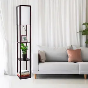 【New Year Gift】Dimmable Floor Lamp with Shelves,Farmhouse Industrial Floor Lamp Standing Lamp for Home Living Room Office Bulbs Included valentine gift